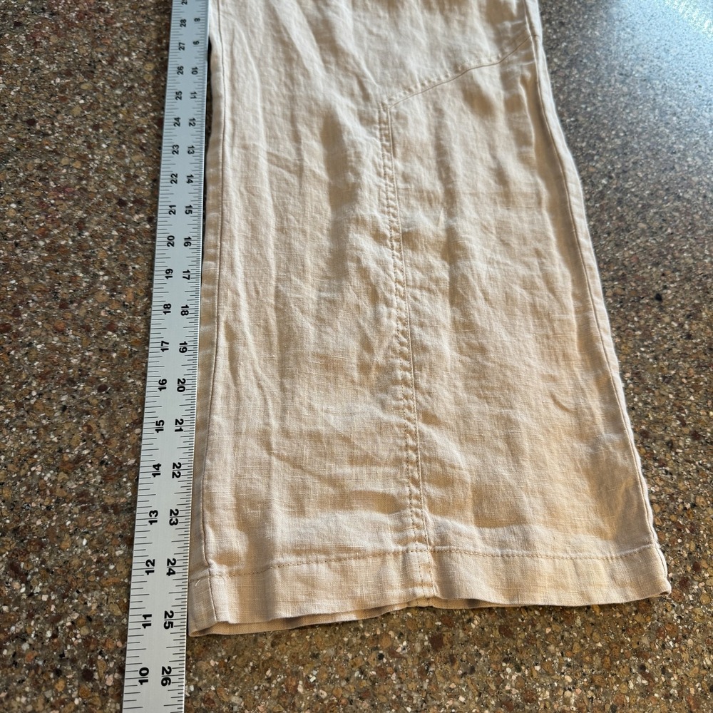 Nicole Miller Womens Linen Pants 6 Beige Wide Leg Belted Casual Summer Relaxed - Picture 8 of 8